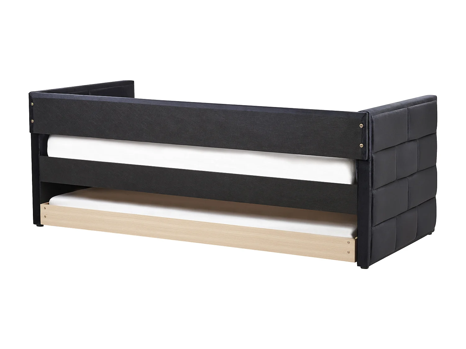 Lit gigogne Velours CHAVONNE 90 x 200 cm Noir