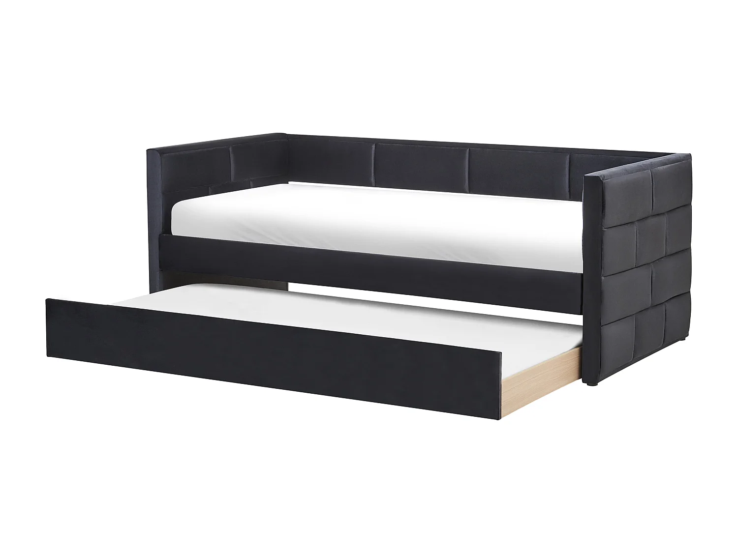 Lit gigogne Velours CHAVONNE 90 x 200 cm Noir