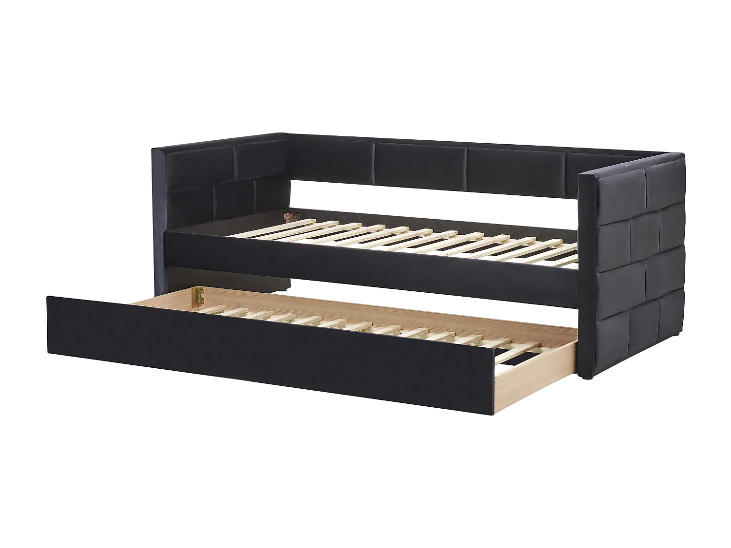 Lit gigogne Velours CHAVONNE 90 x 200 cm Noir