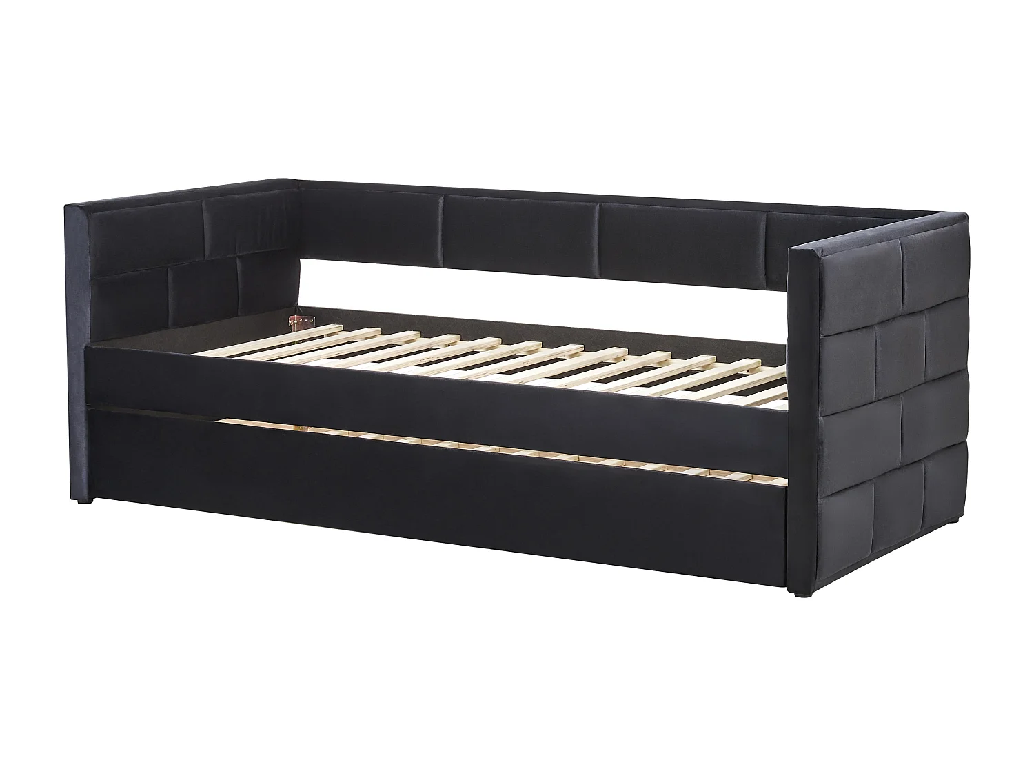 Lit gigogne Velours CHAVONNE 90 x 200 cm Noir