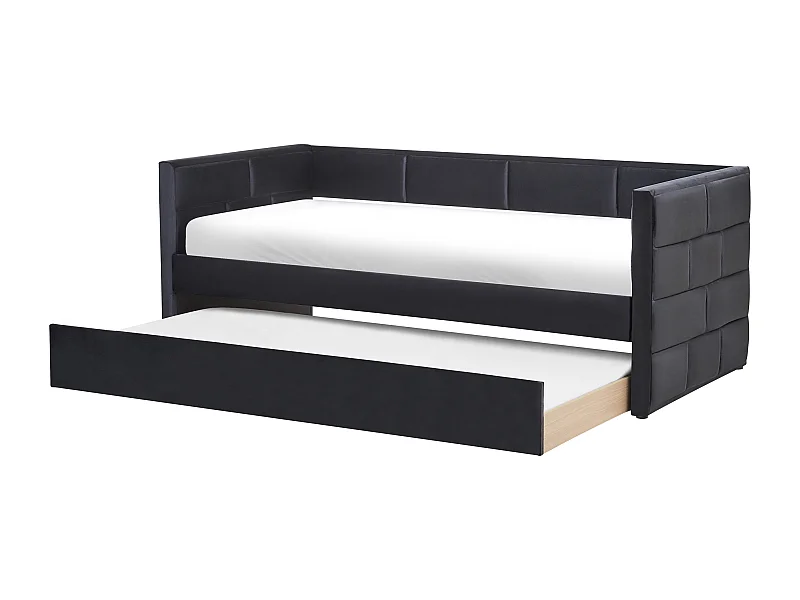 Cama gavetão Veludo CHAVONNE 90 x 200 cm Preto