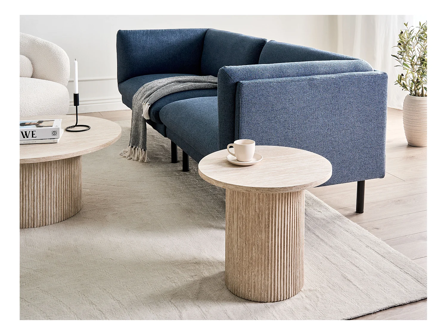 Table d'appoint AMMON Effet travertin