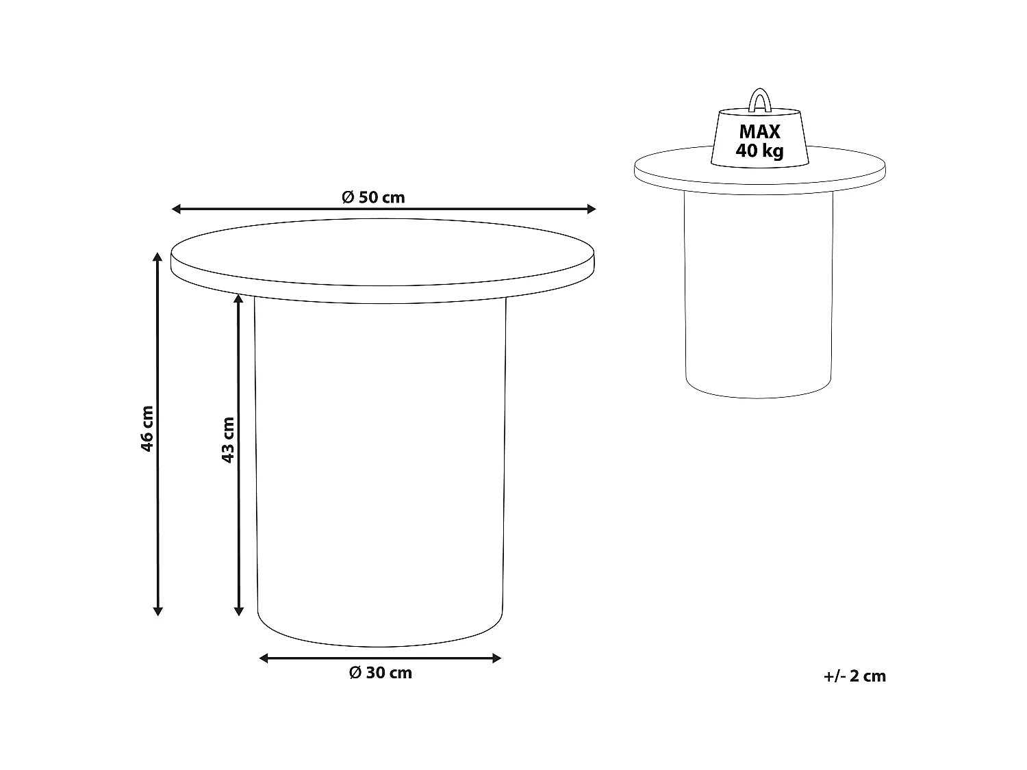 Table d'appoint AMMON Effet travertin