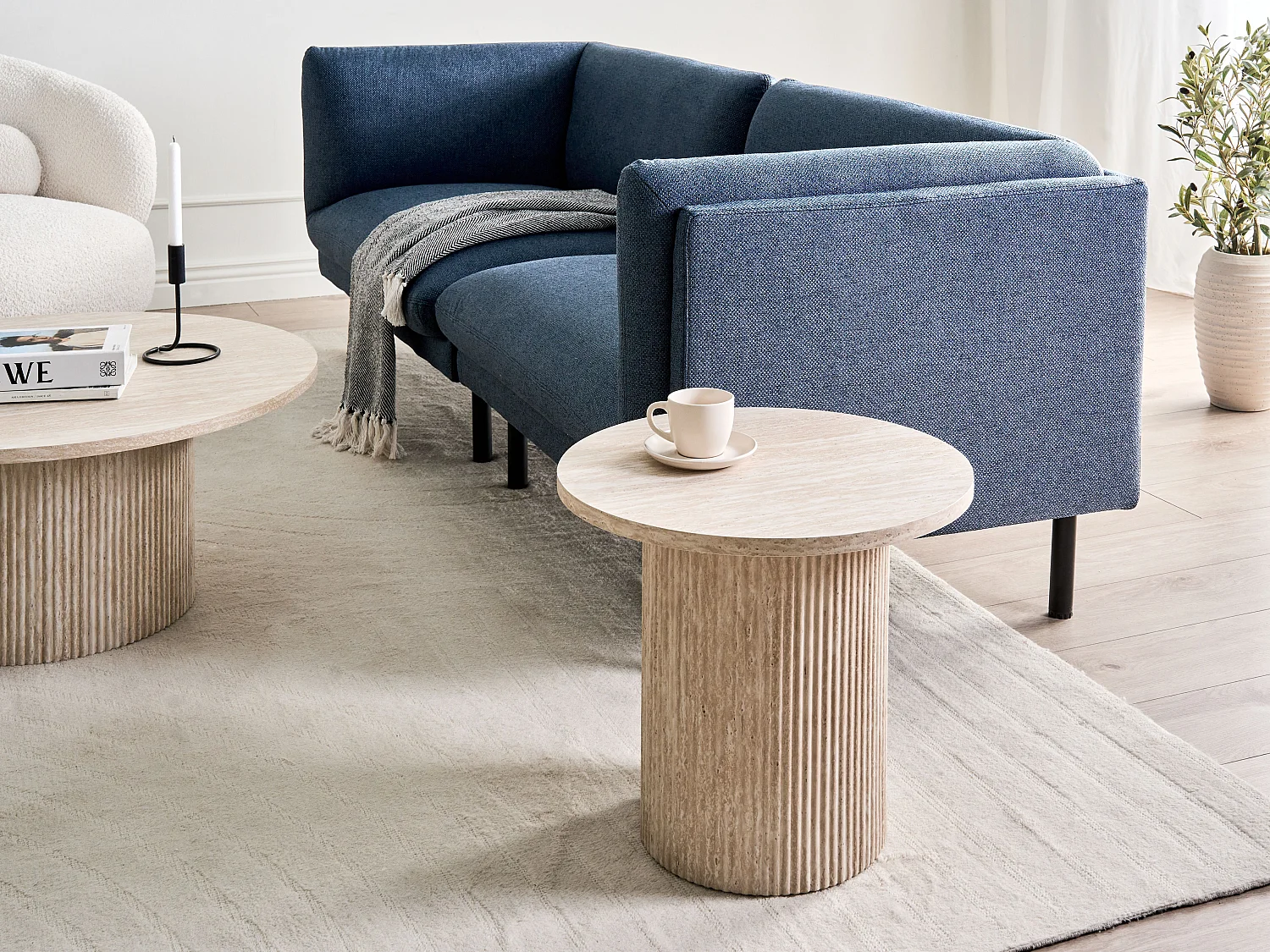 Table d'appoint AMMON Effet travertin