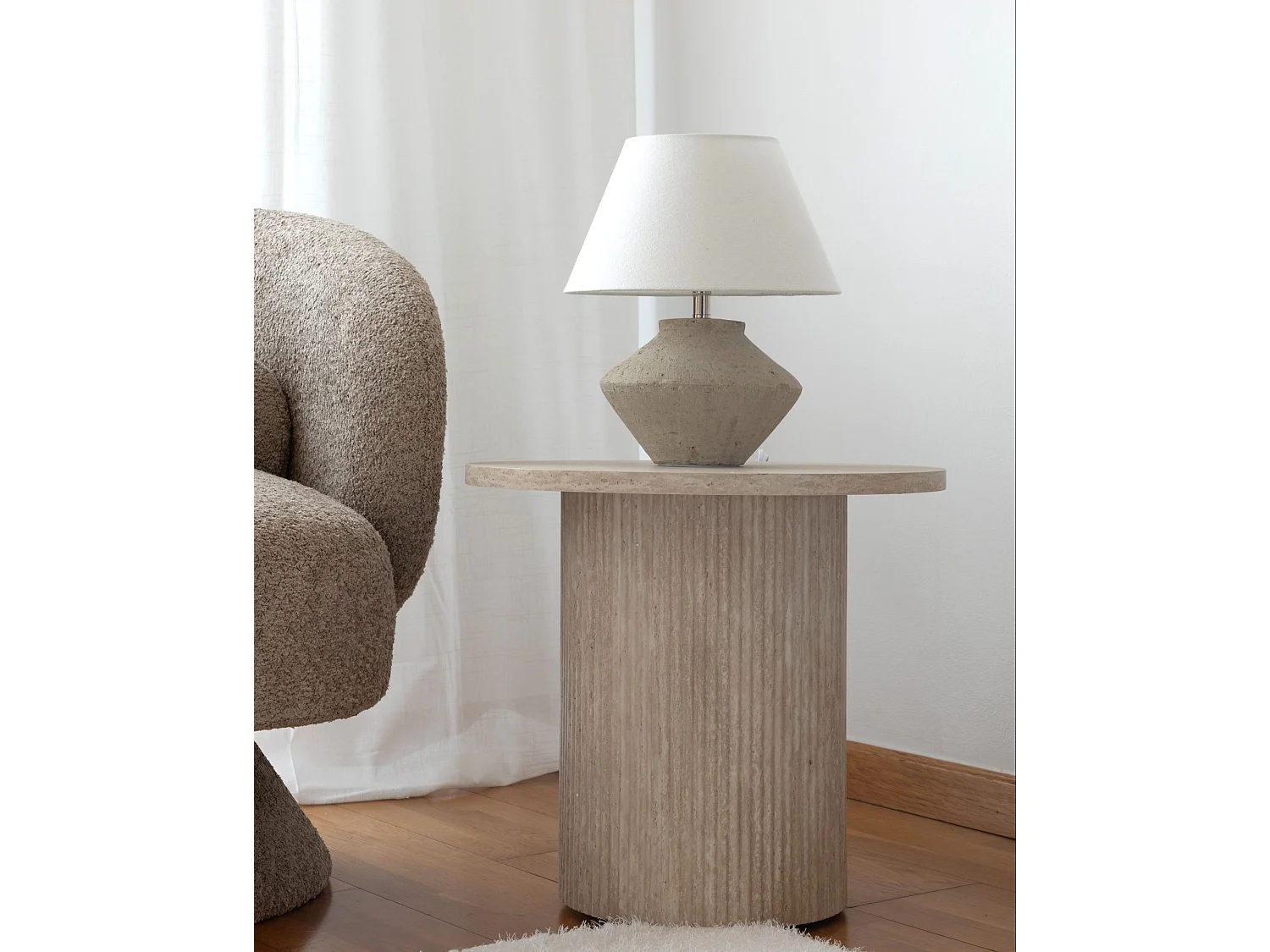 Table d'appoint AMMON Effet travertin
