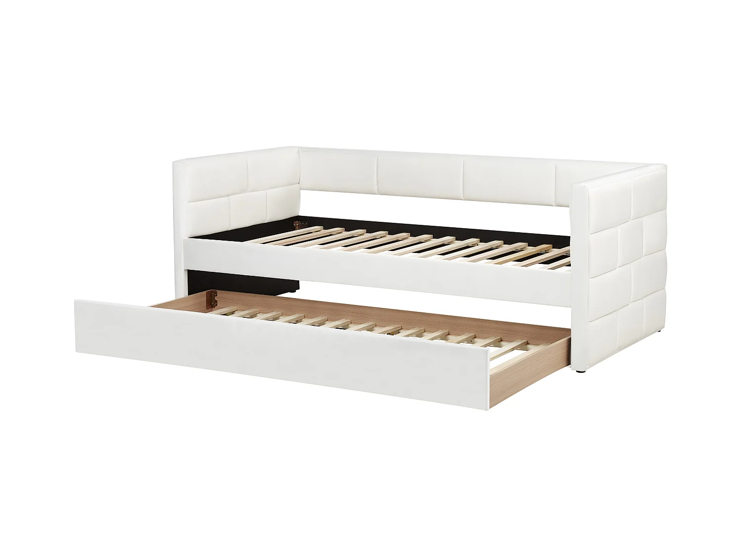 Ausziehbett Samtstoff CHAVONNE 90 x 200 cm Cremeweiss