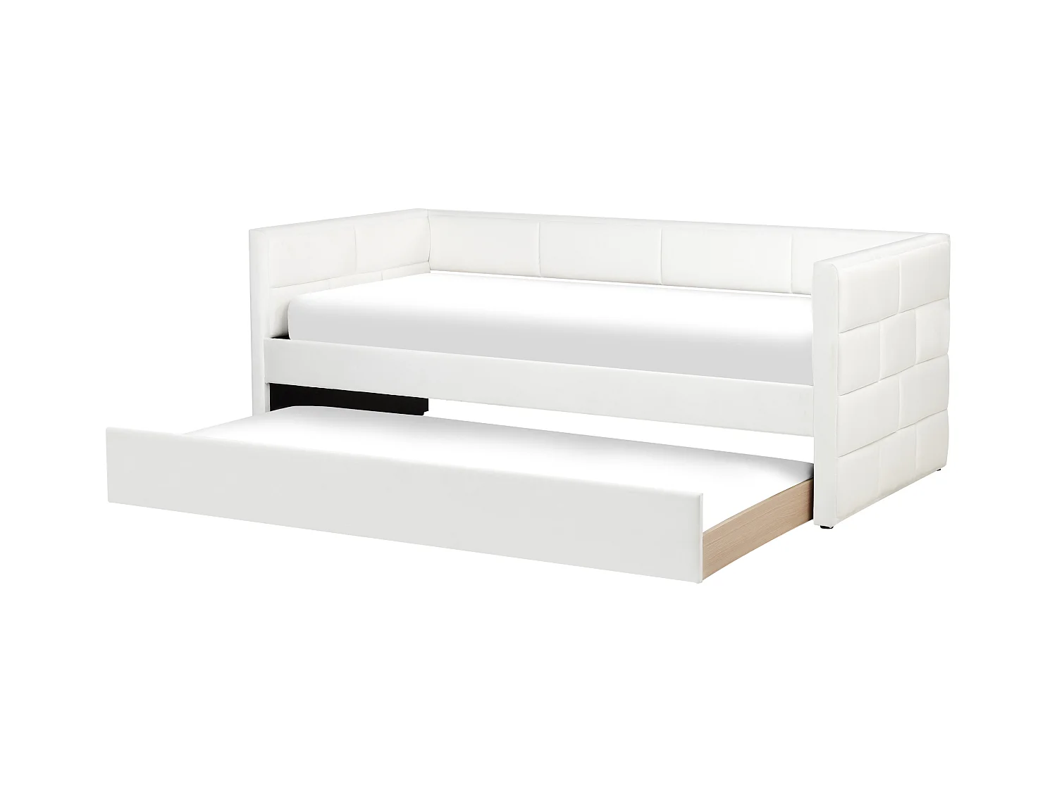 Lit gigogne Velours CHAVONNE 90 x 200 cm Blanc cassé