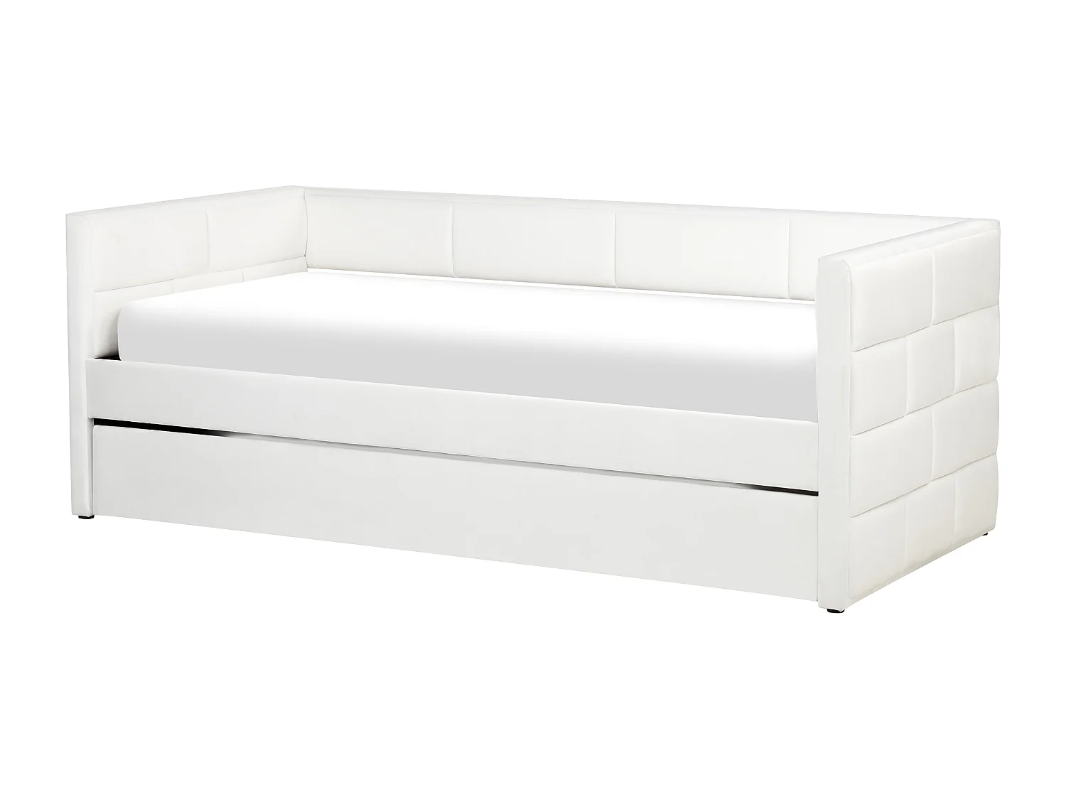 Lit gigogne Velours CHAVONNE 90 x 200 cm Blanc cassé