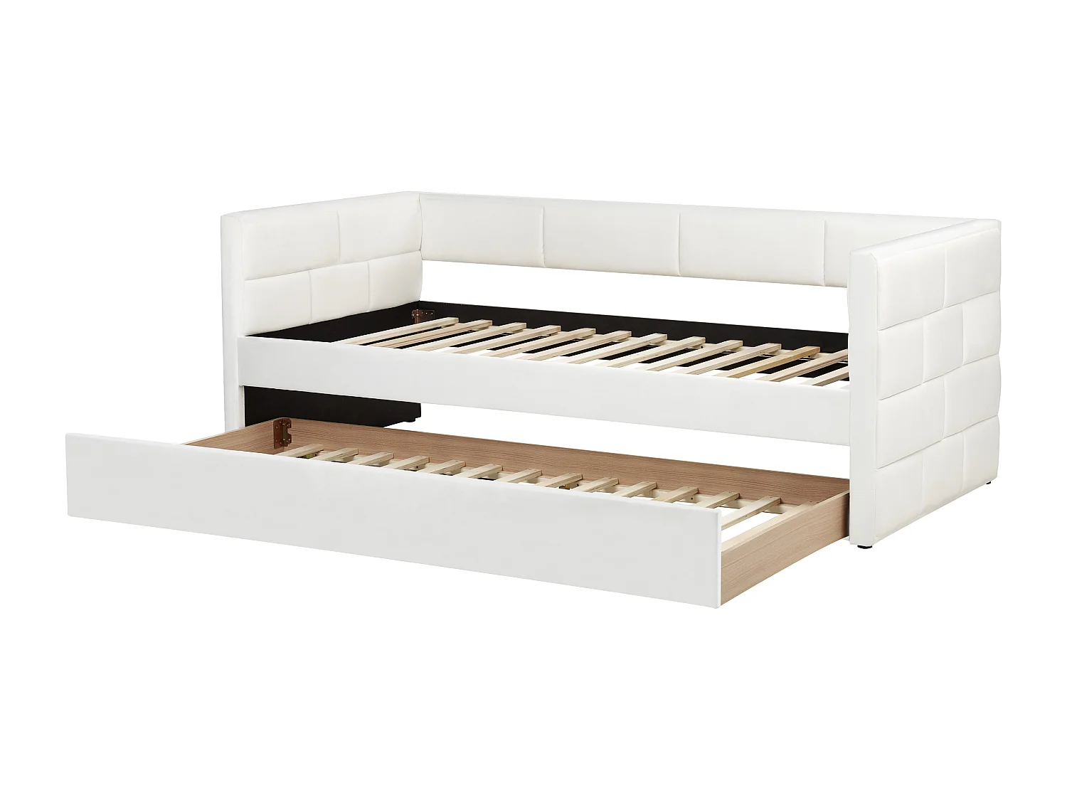 Lit gigogne Velours CHAVONNE 90 x 200 cm Blanc cassé