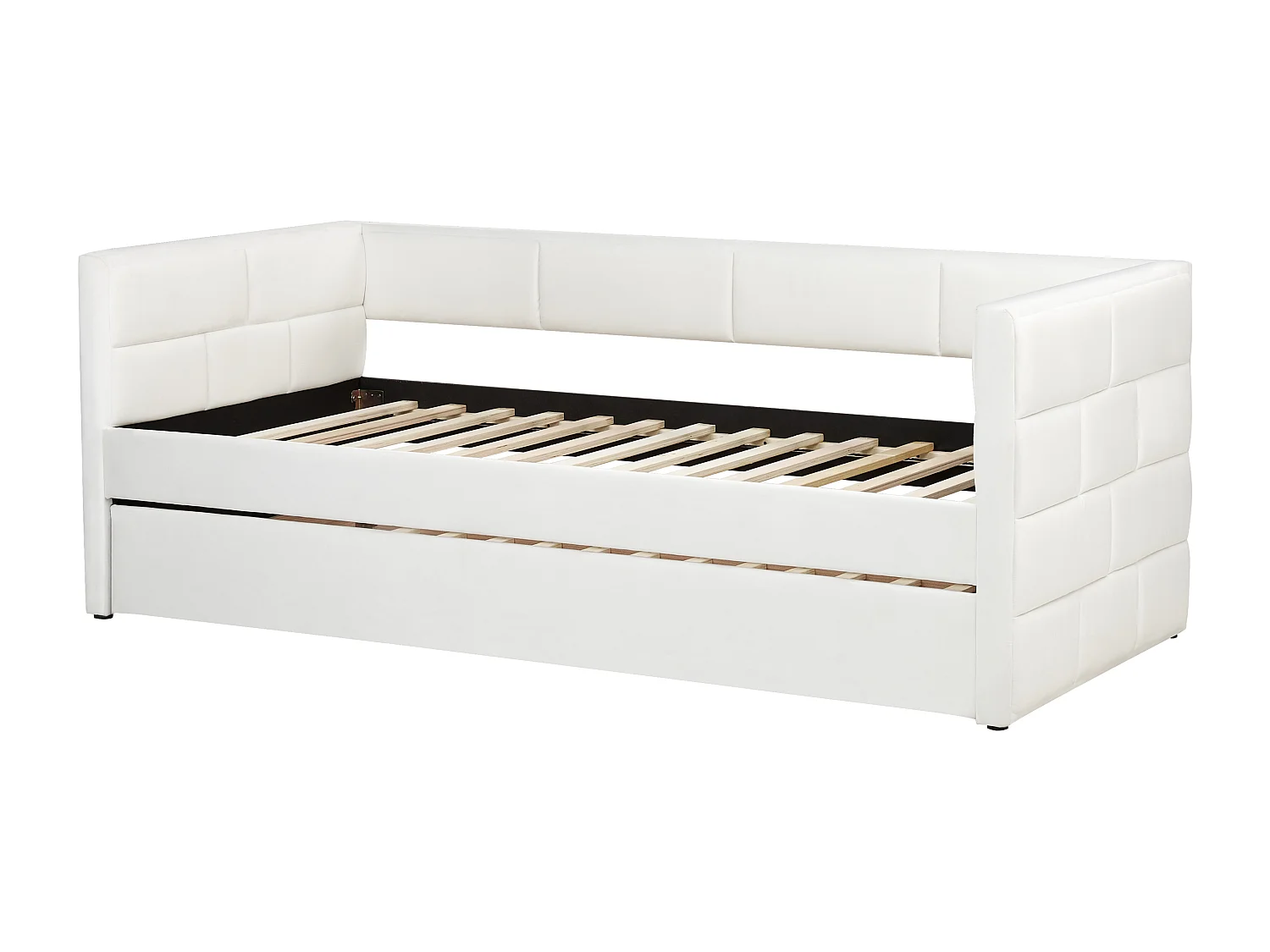 Lit gigogne Velours CHAVONNE 90 x 200 cm Blanc cassé