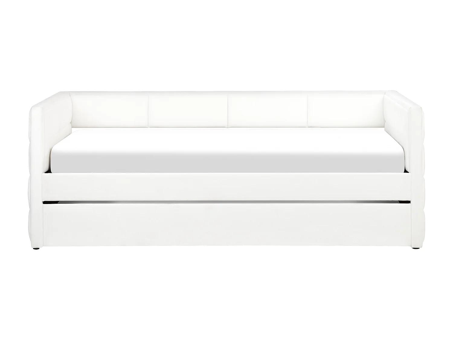 Lit gigogne Velours CHAVONNE 90 x 200 cm Blanc cassé