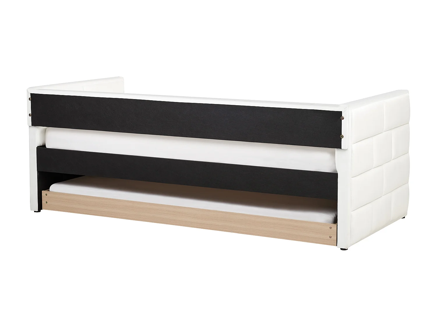 Lit gigogne Velours CHAVONNE 90 x 200 cm Blanc cassé