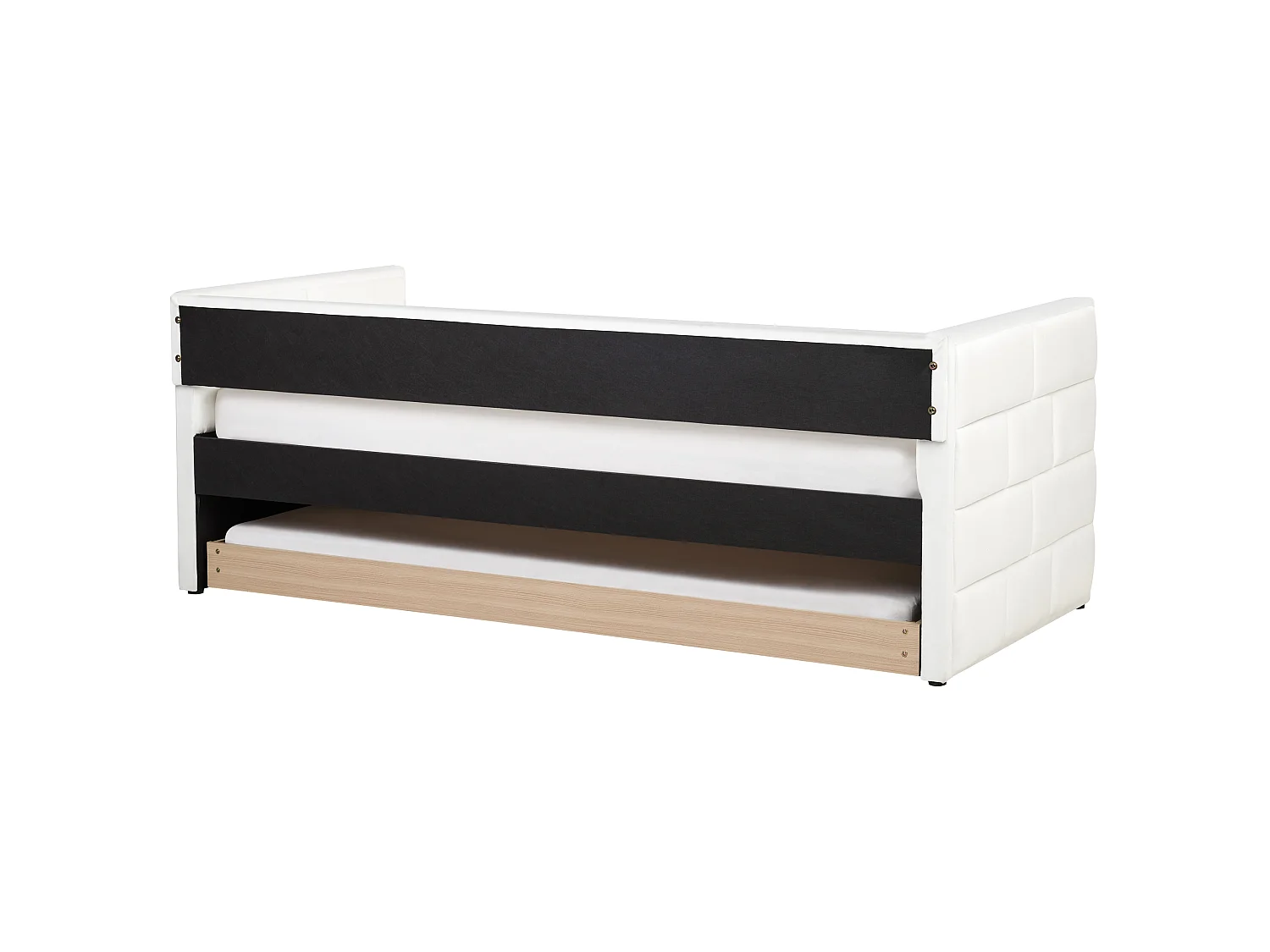 Letto estraibile Velluto CHAVONNE 90 x 200 cm Bianco sporco