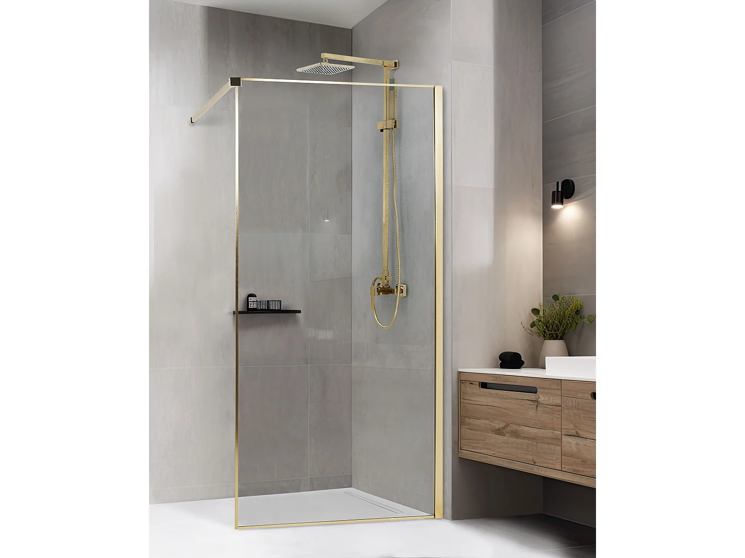 Shower Screen WASPAM 1000 x 1900 mm Gold