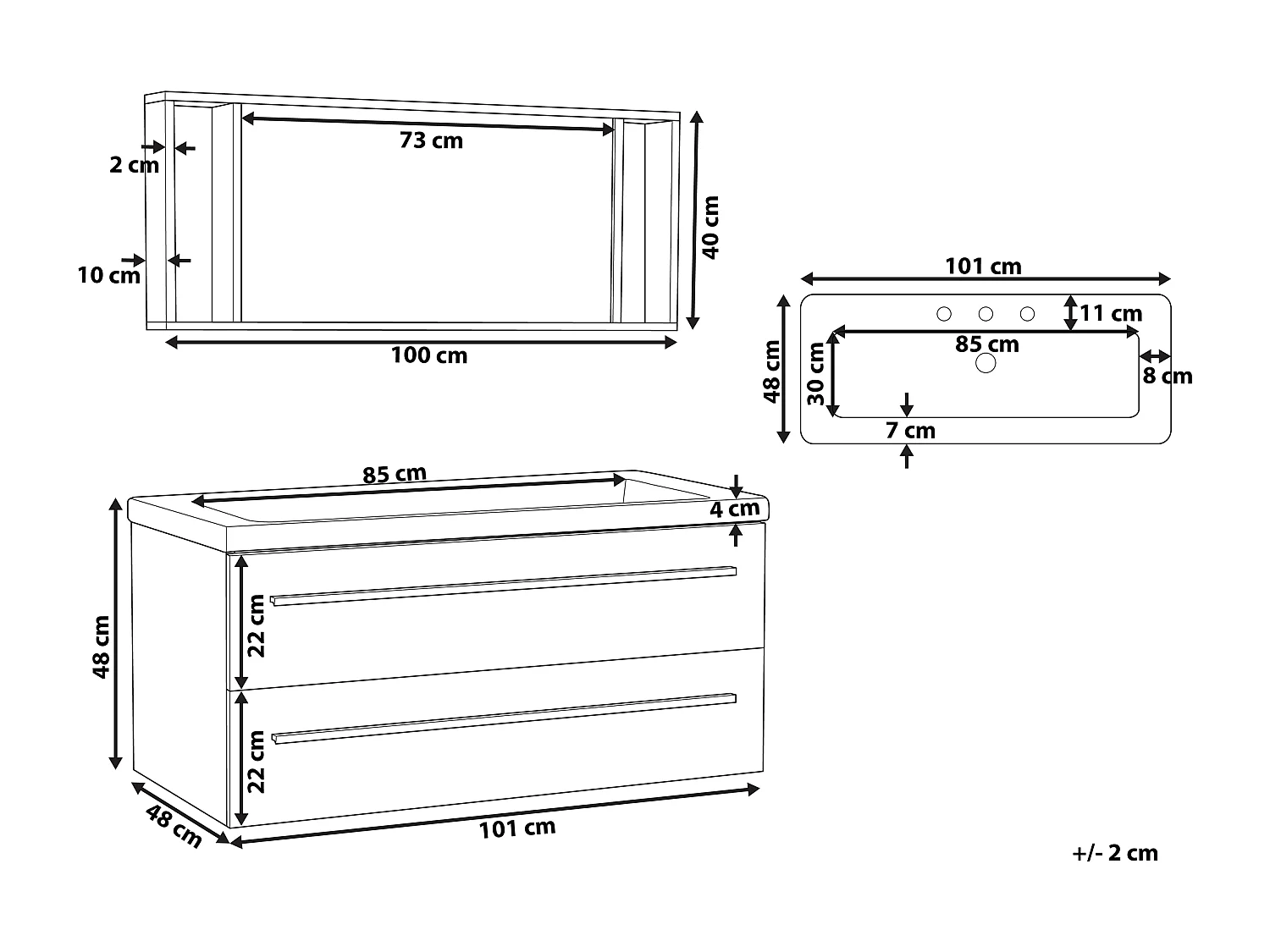 Ensemble de meubles de salle de bain ALMERIA Beige