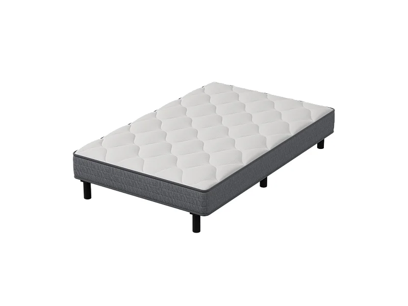 DEWINNER Matras- en bedbodemset 90x190 cm, matras met pocketveren en stevig ijzeren bedframe met 6 poten, matrasdikte 18 cm