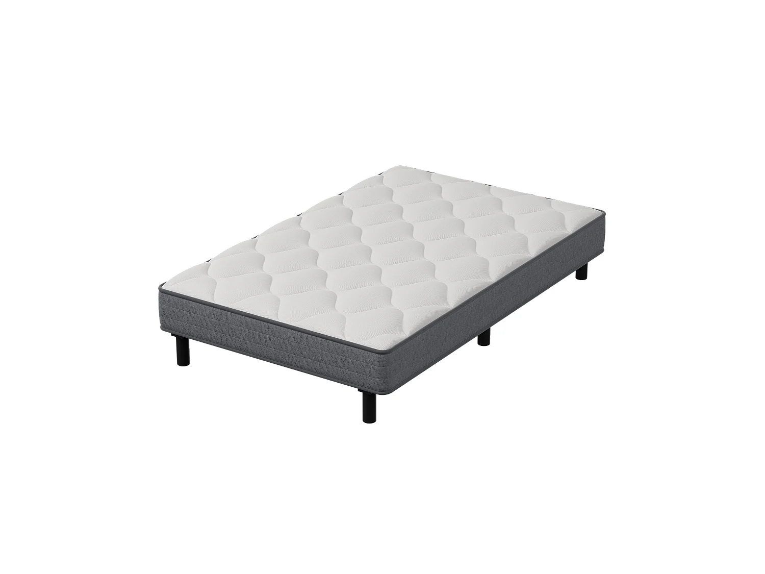 DEWINNER Matras- en bedbodemset 90x190 cm, matras met pocketveren en stevig ijzeren bedframe met 6 poten, matrasdikte 18 cm