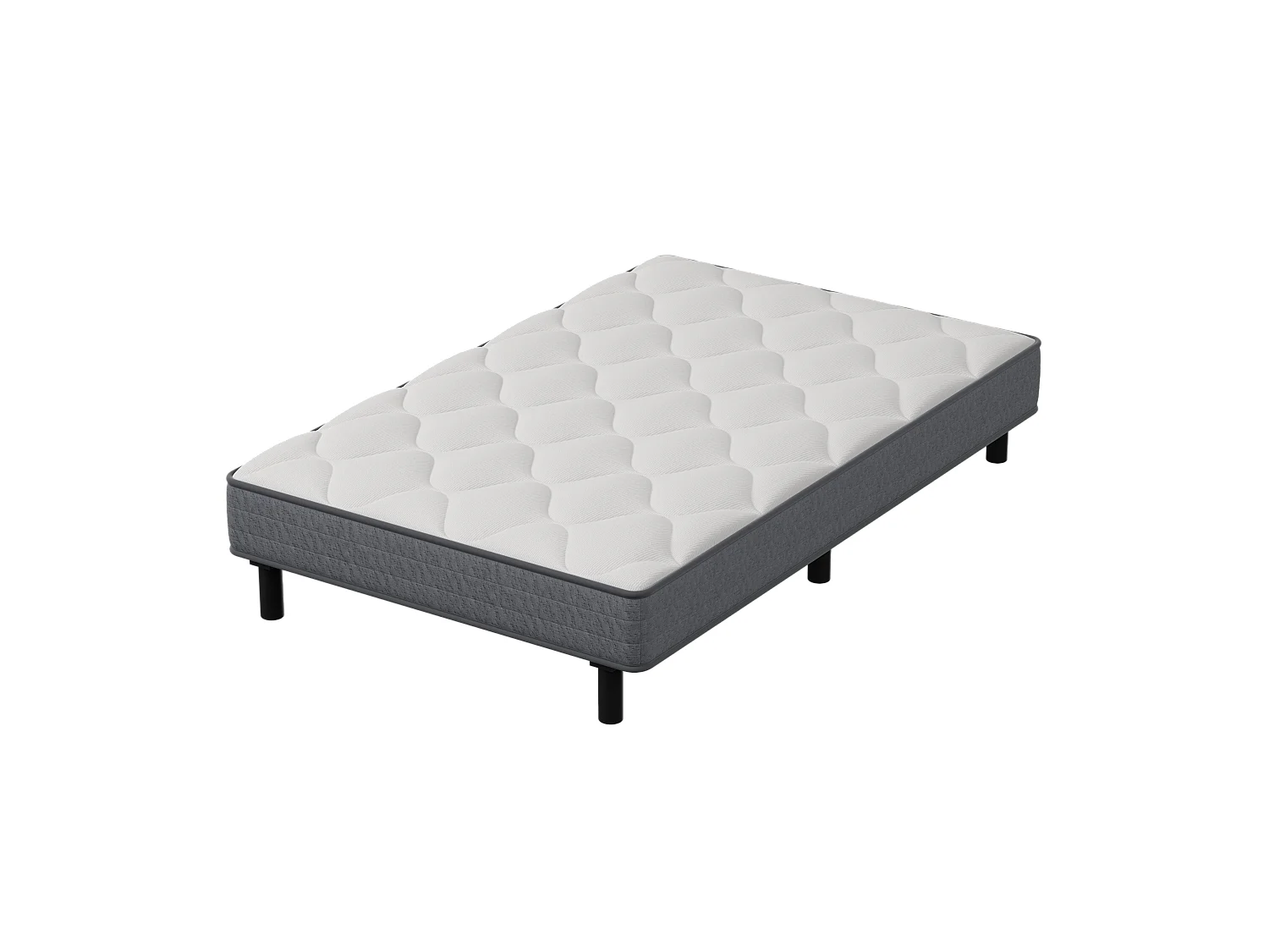 Ensemble Matelas et Sommier 90x190cm,Matelas à Ressorts ensachés et Robuste Cadre de lit en Fer avec 6 Pieds, Matelas épaisseur 18cm