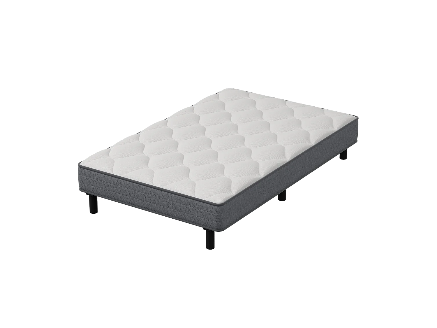 Ensemble Matelas et Sommier 90x190cm,Matelas à Ressorts ensachés et Robuste Cadre de lit en Fer avec 6 Pieds, Matelas épaisseur 18cm