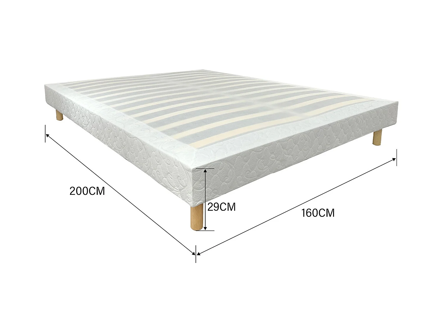 Set met springverenmatras + gestoffeerd bedframe 160 x 200 cm, dikte matras 20 cm