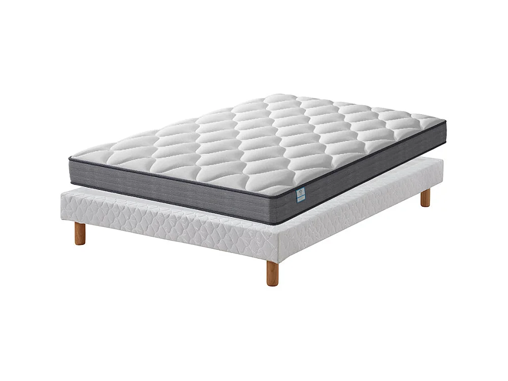 Ensemble Matelas à ressorts+ Lit Sommier Tapissier Déco 160x200cm, Epaisseur du Matelas 20cm