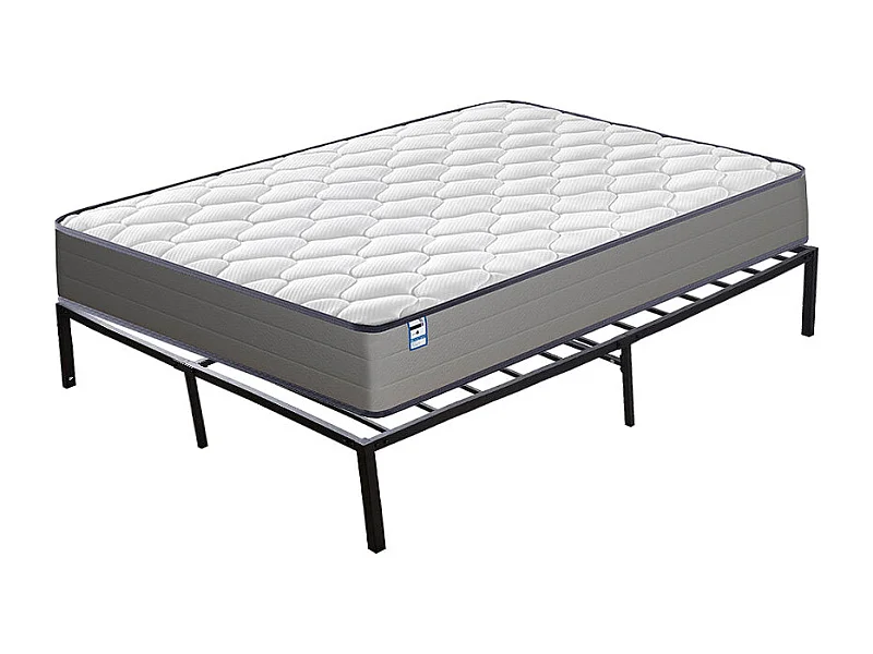 Matelas à ressorts de 20 cm d'épaisseur + cadre de lit en métal de 160x200 cm