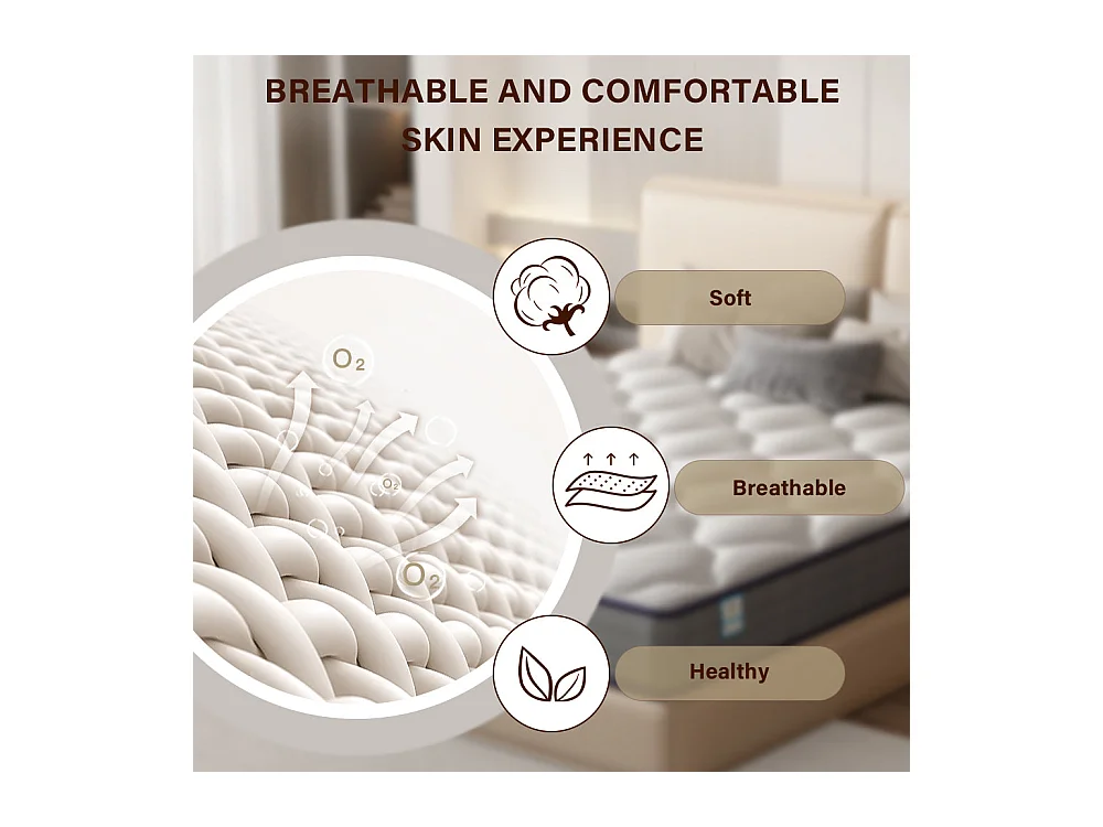 Matelas à ressorts de 20 cm d'épaisseur + cadre de lit en métal de 160x200 cm