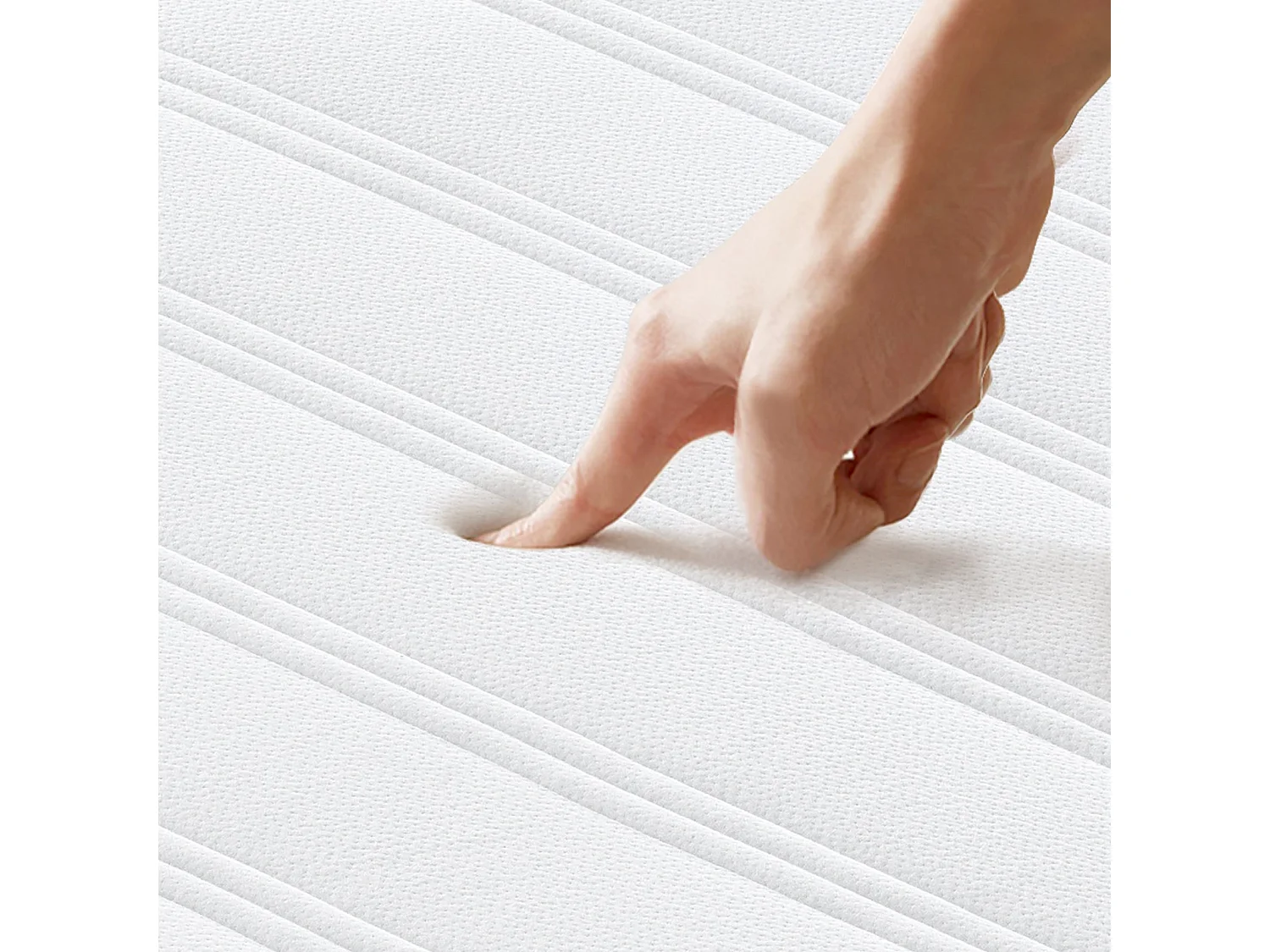 Ensemble Matelas à ressorts + Cadre de lit Plateforme Capitonné 140x190cm, Epaisseur du Matelas 22cm