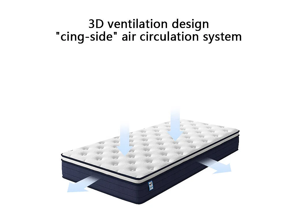 Ensemble Matelas à ressorts +Sommier à Lattes sur Pieds, 90x190cm, Epaisseur du Matelas 25cm