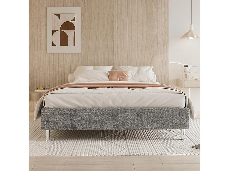 Ensemble Matelas en mousse + Cadre de lit Plateforme Capitonné 160x200cm, Epaisseur du Matelas 22cm