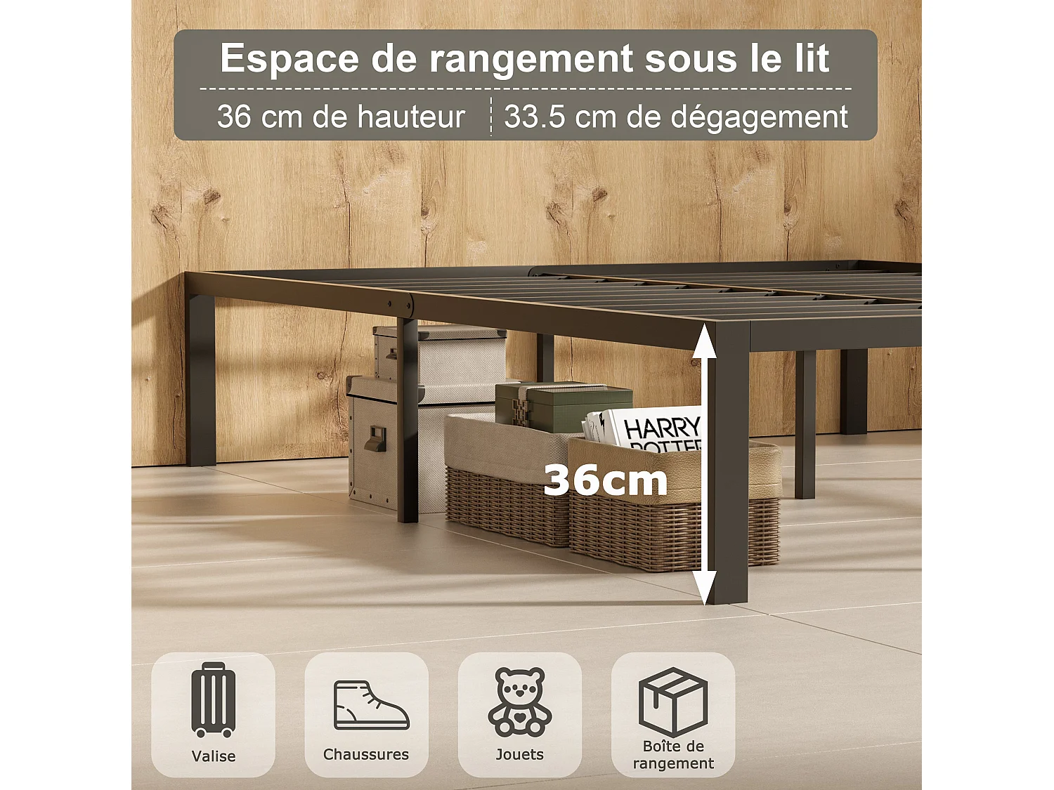 Set schuimmatras + metalen bedframe 160 x 200 cm, dikte matras 18 cm