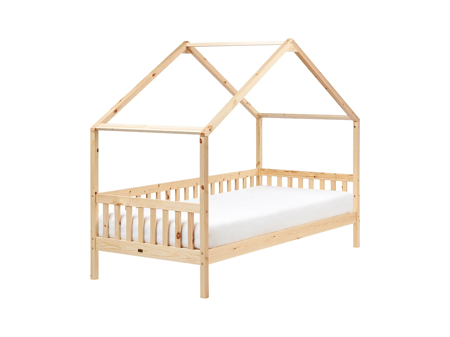 Lit en forme de maison pour enfant 90 x 200 cm en bois clair CHARRIN