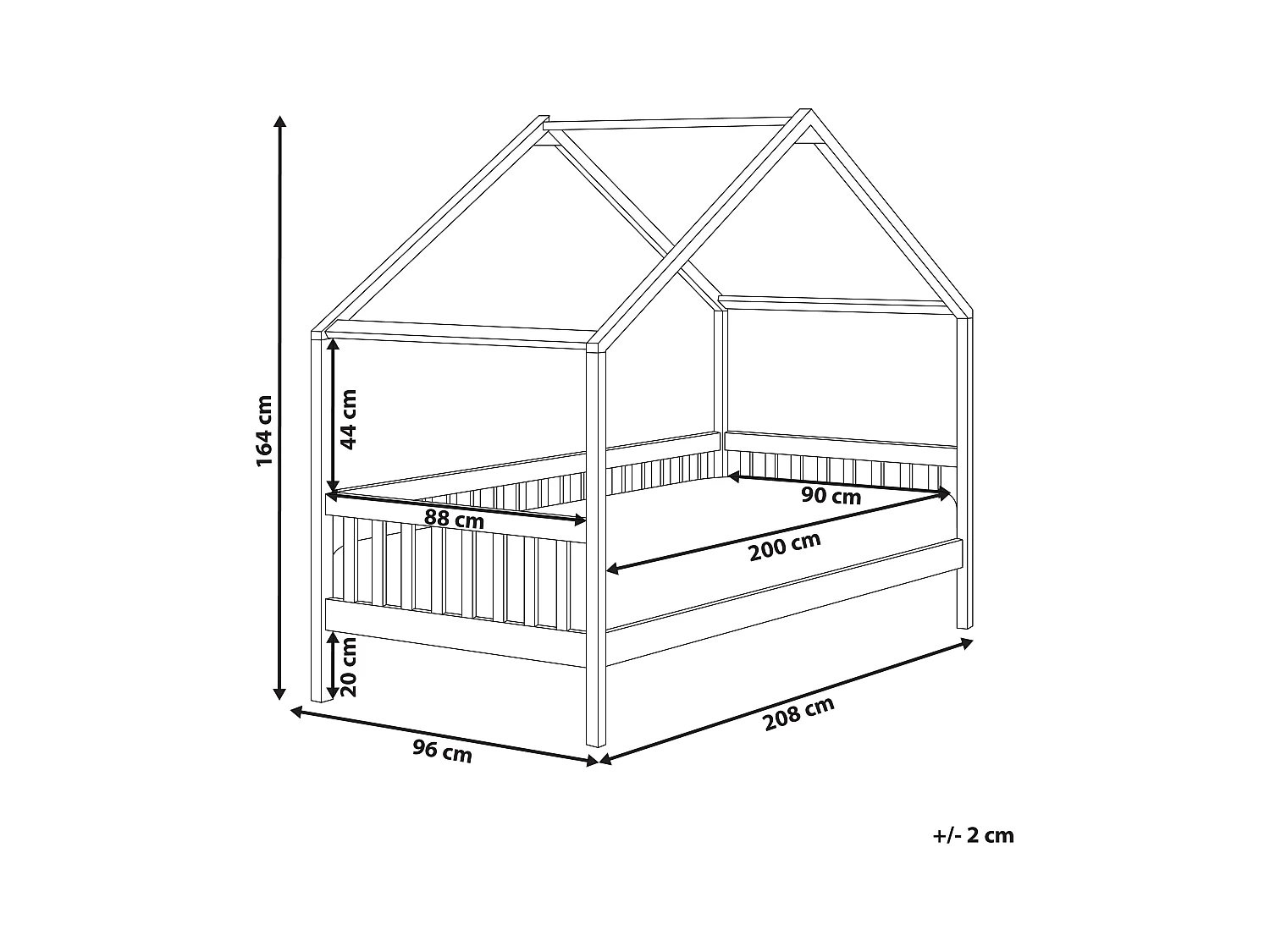 Lit en forme de maison pour enfant 90 x 200 cm en bois clair CHARRIN