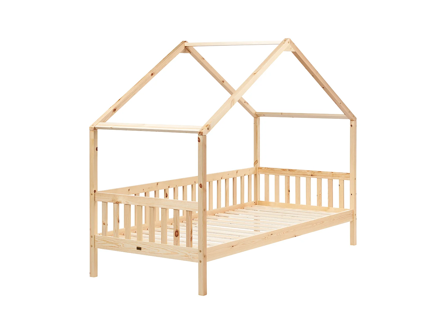 Lit en forme de maison pour enfant 90 x 200 cm en bois clair CHARRIN