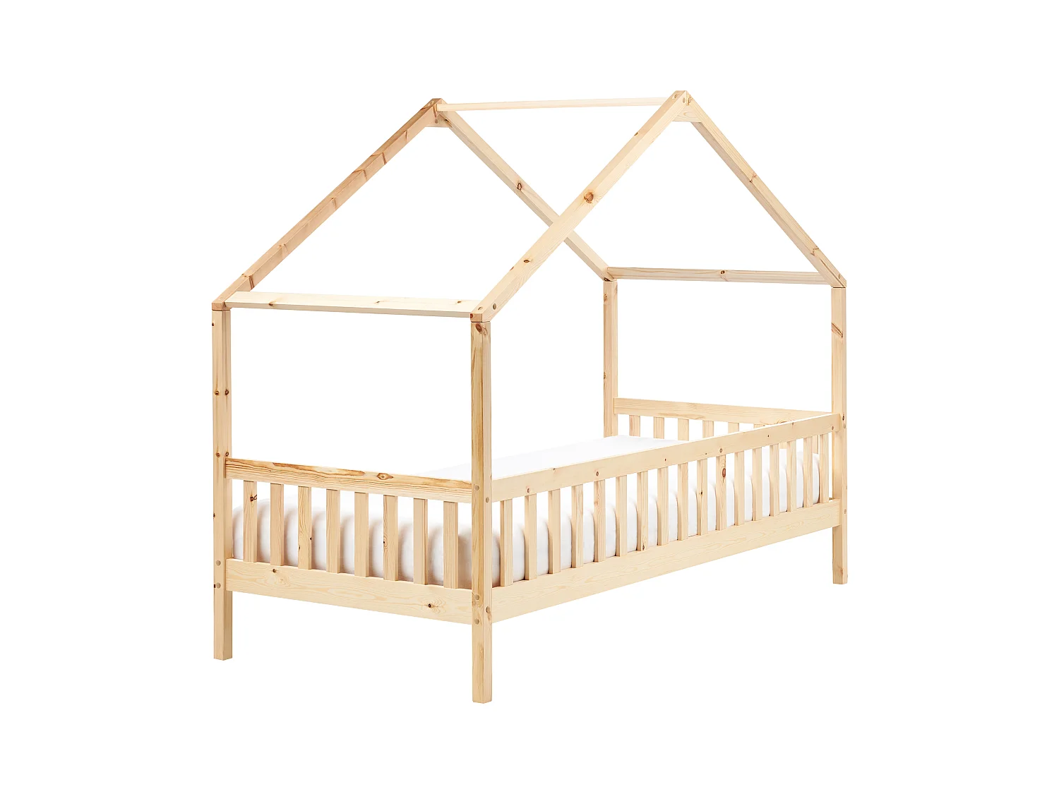 Lit en forme de maison pour enfant 90 x 200 cm en bois clair CHARRIN