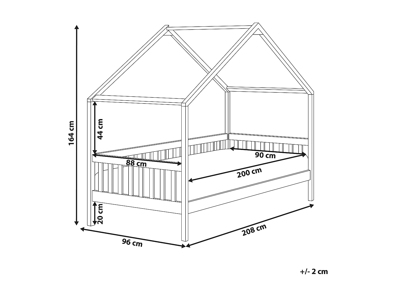 Lit en forme de maison pour enfant 90 x 200 cm en bois clair CHARRIN