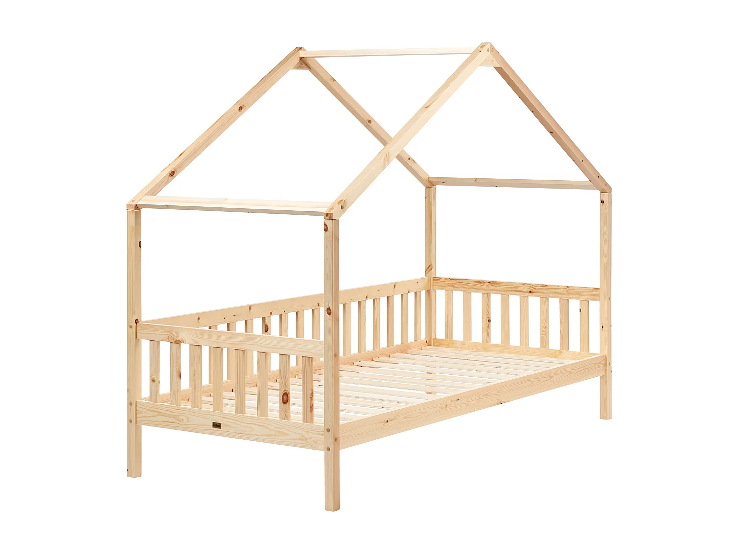 Lit en forme de maison pour enfant 90 x 200 cm en bois clair CHARRIN