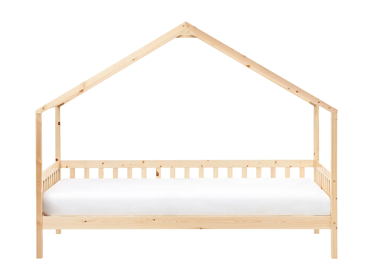 Lit en forme de maison pour enfant 90 x 200 cm en bois clair CHARRIN
