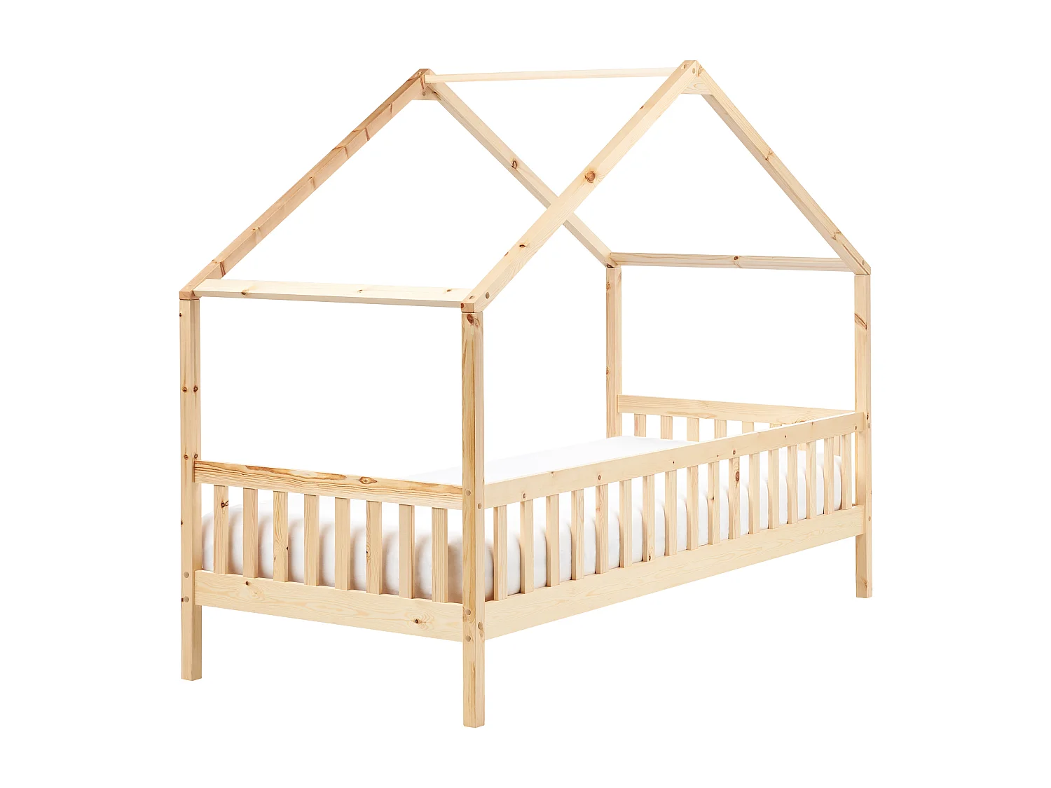 Lit en forme de maison pour enfant 90 x 200 cm en bois clair CHARRIN