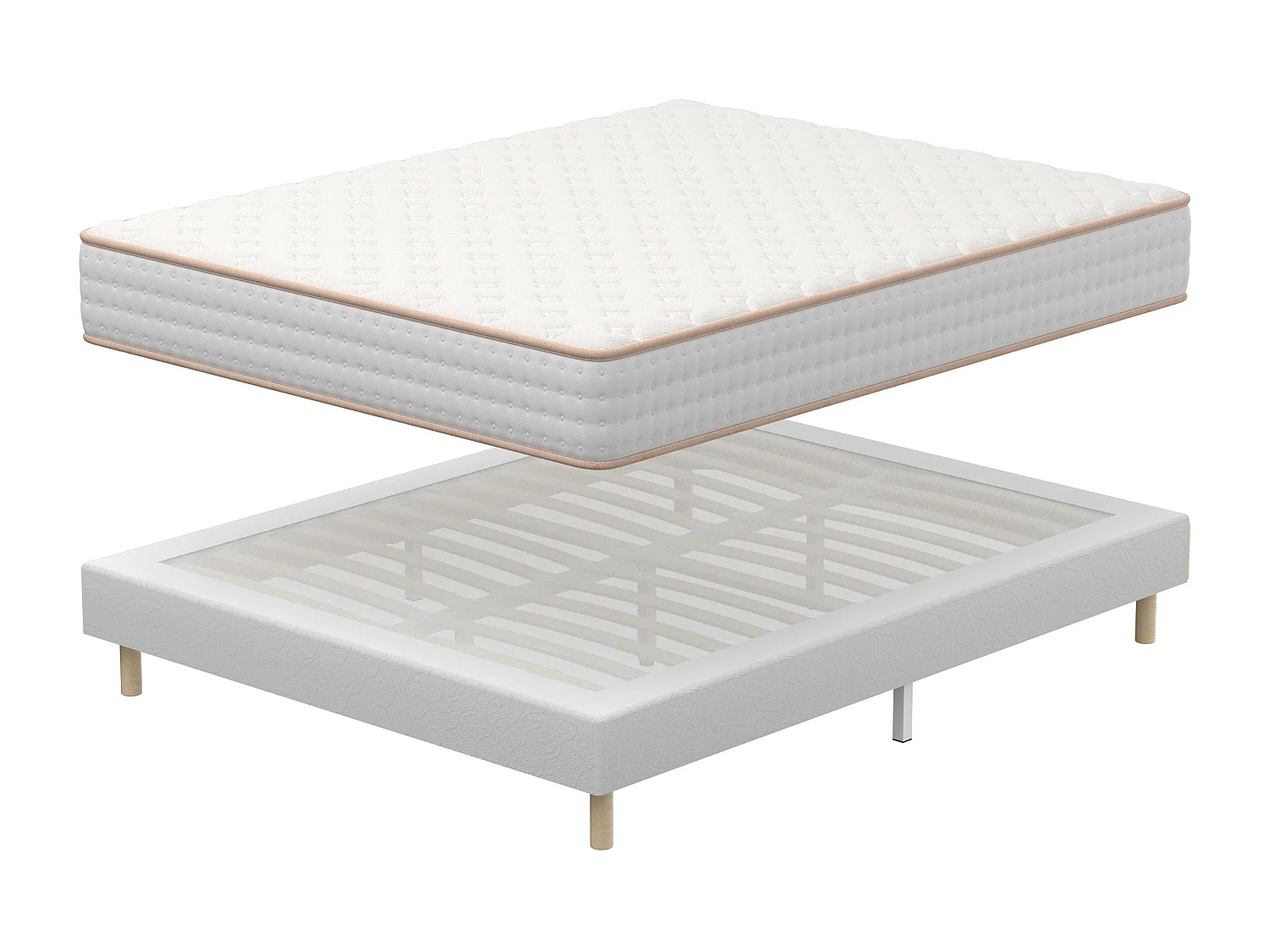 Ensemble Matelas en Mousse+ Lit Sommier Tapissier Déco 160x200cm, Epaisseur du Matelas 18cm