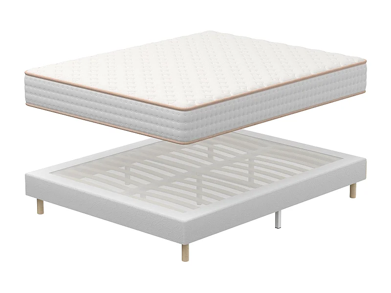 Ensemble Matelas en Mousse+ Lit Sommier Tapissier Déco 160x200cm, Epaisseur du Matelas 18cm