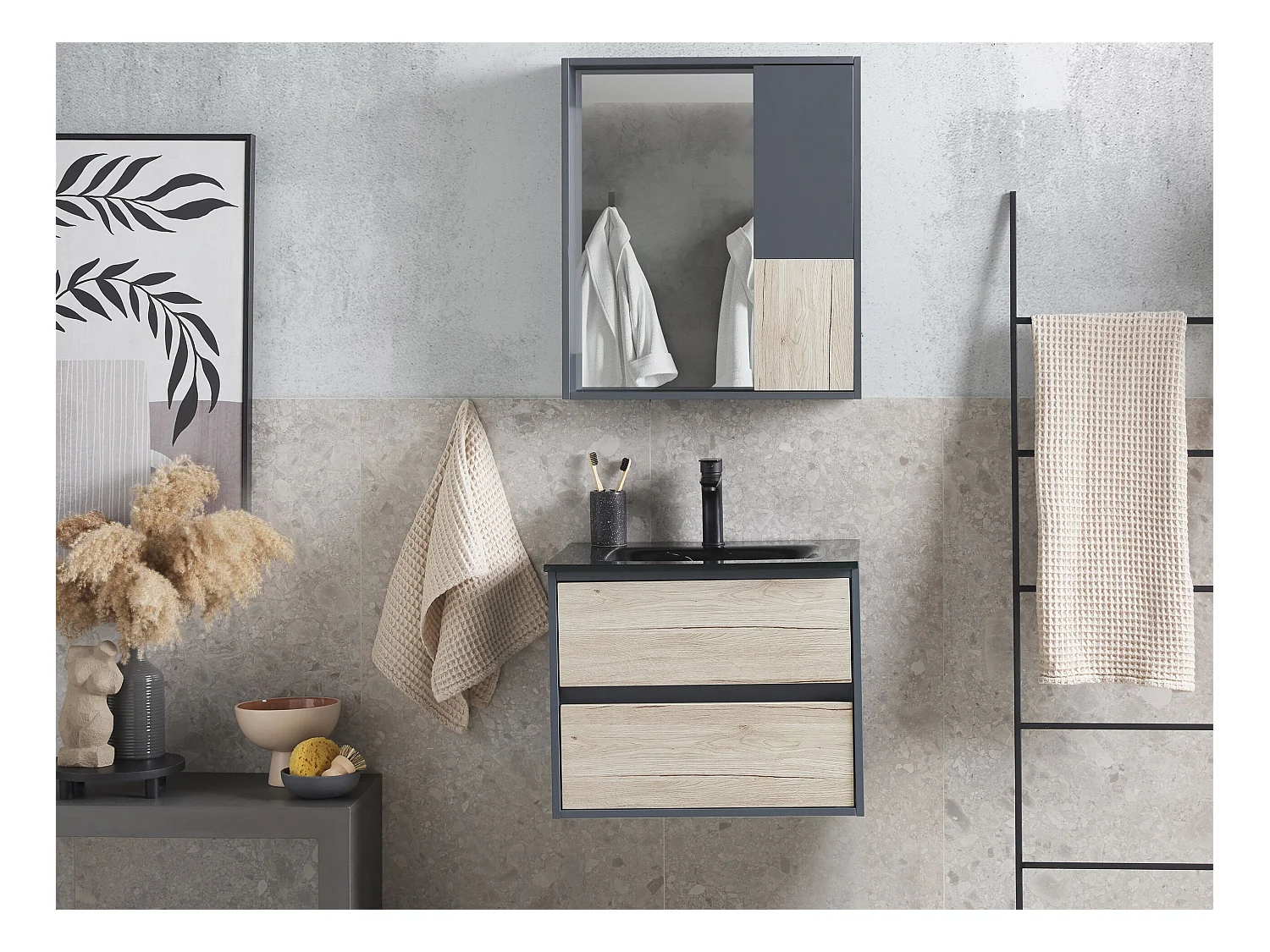 Ensemble de meubles de salle de bain TERUEL Gris