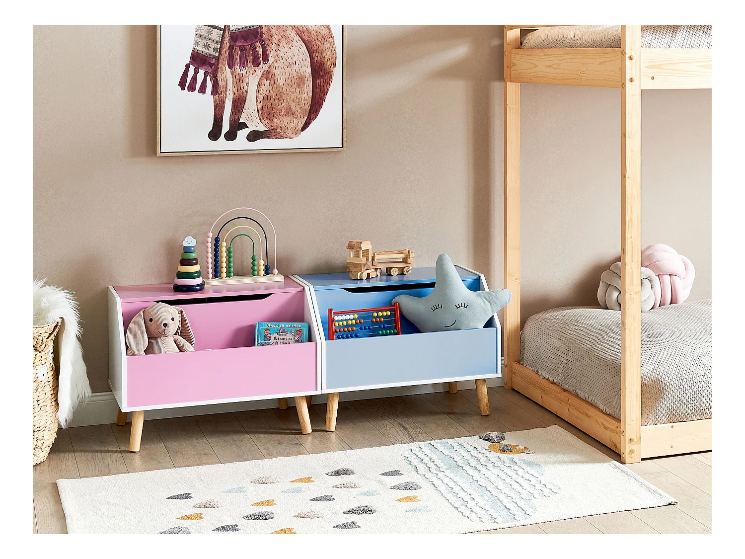 Aufbewahrungskiste blau 43 x 60 cm Spielzeugkiste für Kinderzimmer Casper