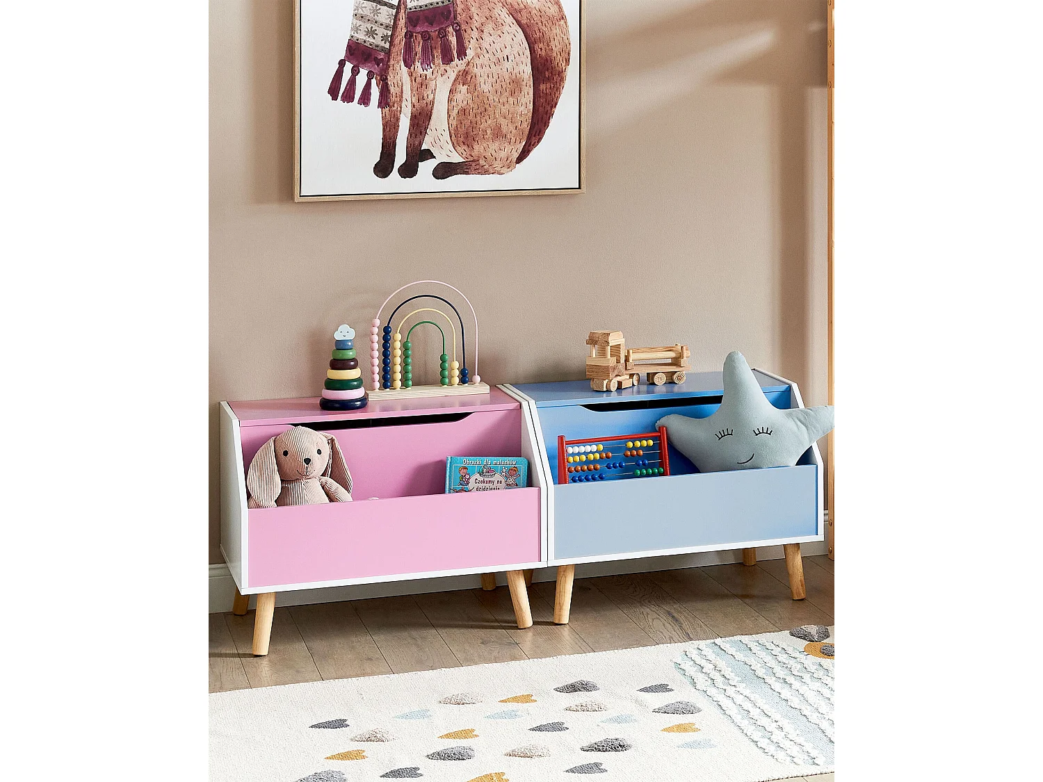 Aufbewahrungskiste blau 43 x 60 cm Spielzeugkiste für Kinderzimmer Casper