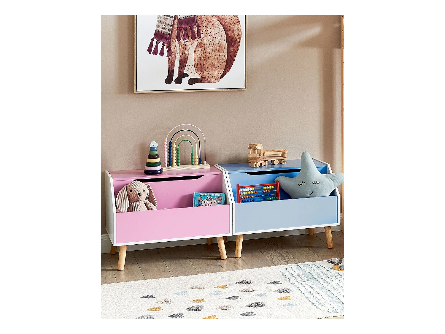 Aufbewahrungskiste rosa 43 x 60 cm Spielzeugkiste für Kinderzimmer Casper