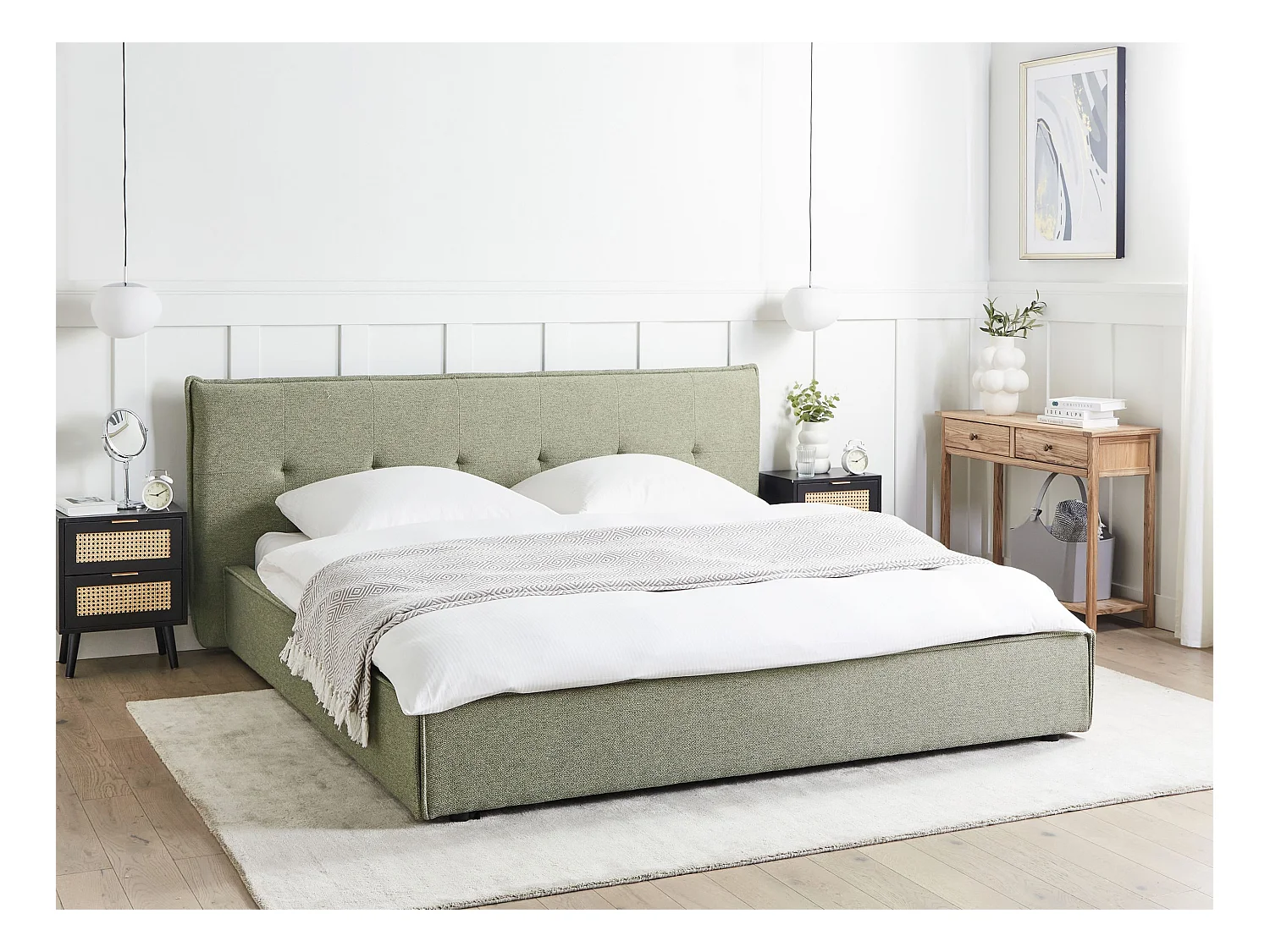 Lit avec sommier Lin synthétique LESTRE 180 x 200 cm Vert