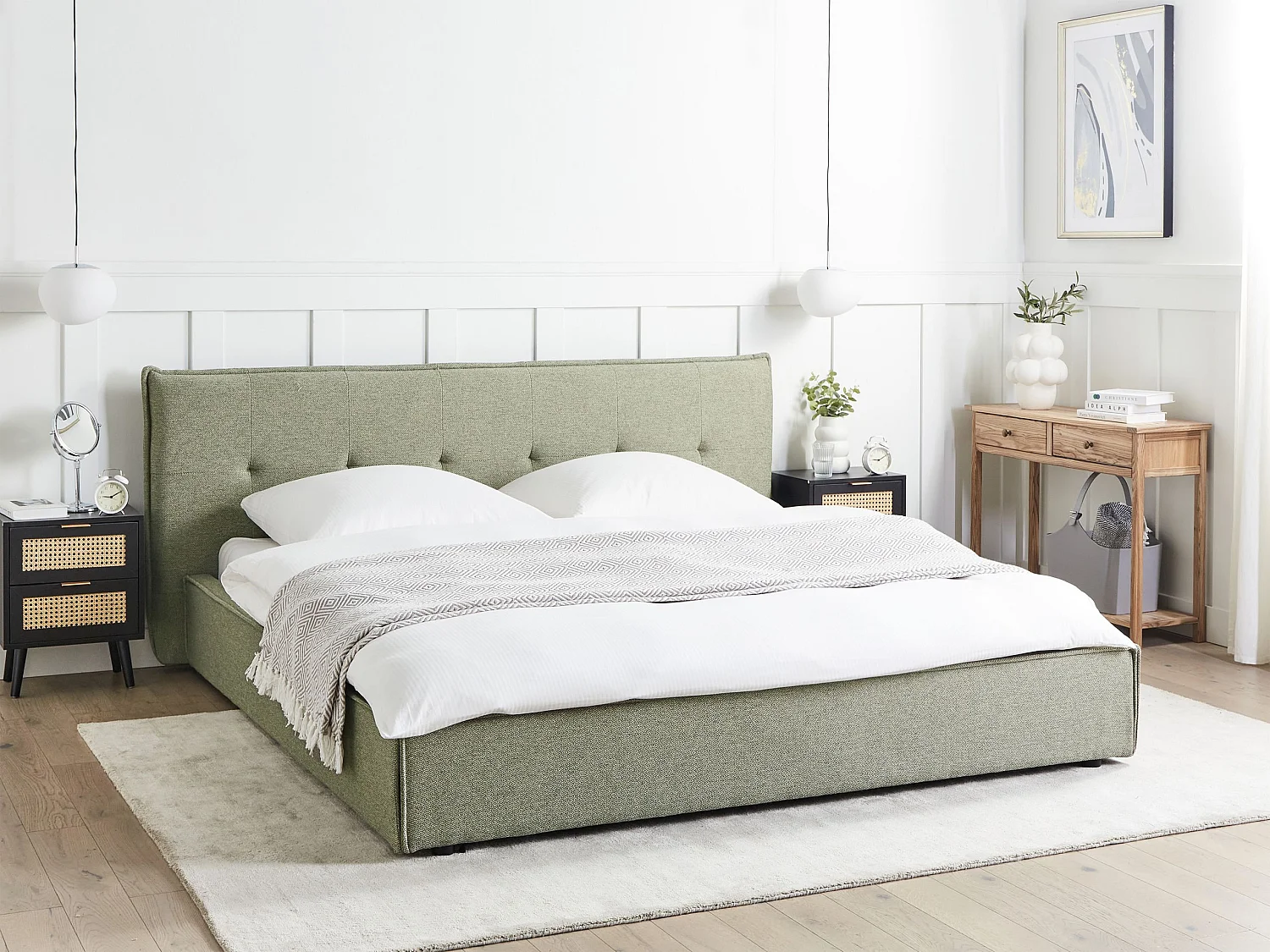 Lit avec sommier Lin synthétique LESTRE 180 x 200 cm Vert