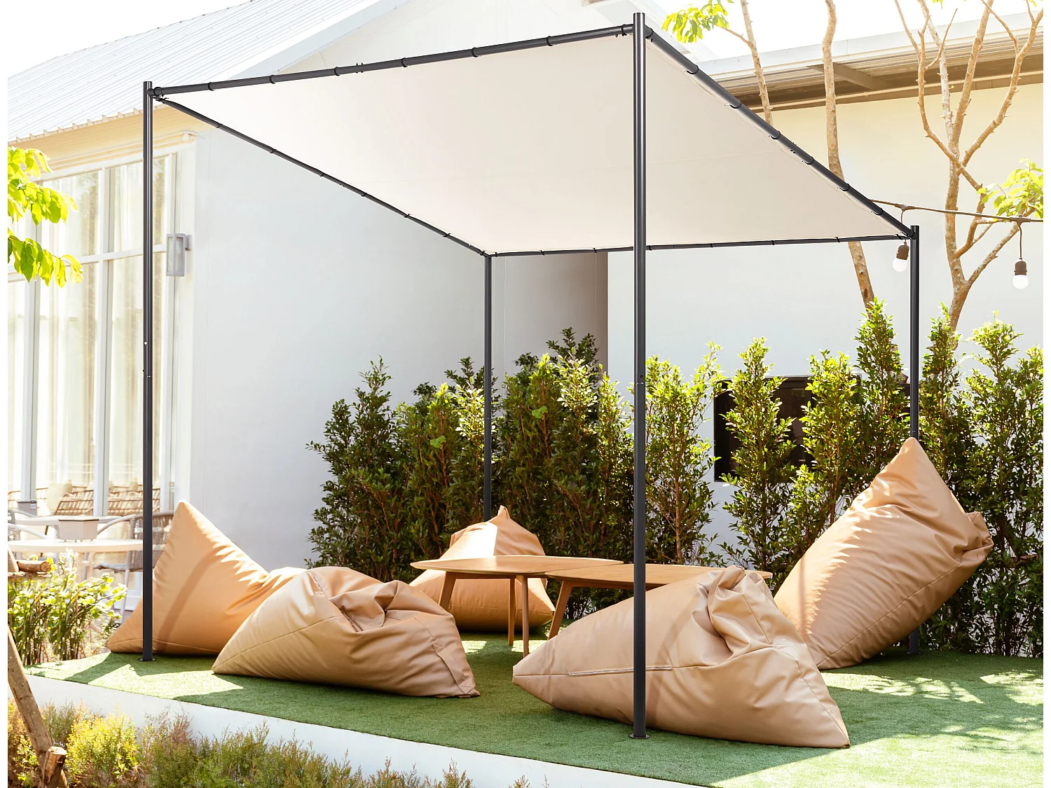 Tonnelle de jardin VIMINO Métal 282 cm 294 cm Beige