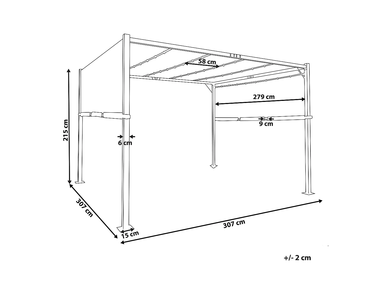 Tonnelle de jardin LED PARGA Métal 310 cm 310 cm Marron