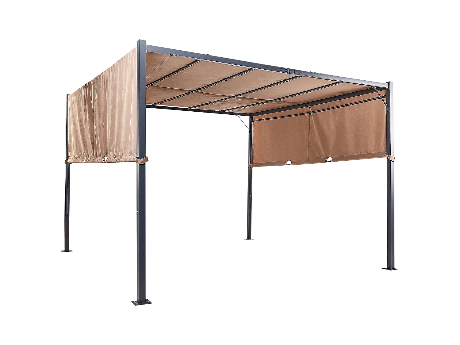 Tonnelle de jardin LED PARGA Métal 310 cm 310 cm Marron